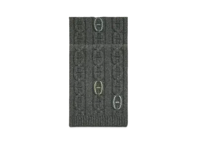 Hermes Tri-Maillon Details Cuir Muffler "Gray"