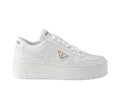 PRADA Women's Downtown Bold Leather Sneakers "White"