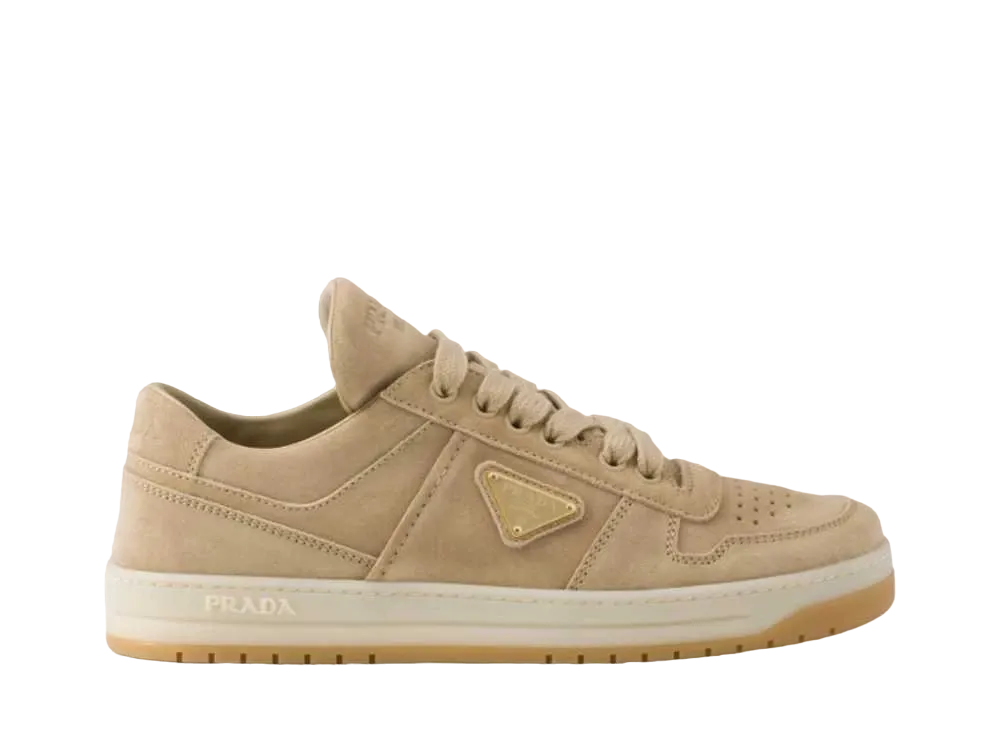 PRADA Women's Downtown Suede Sneakers "Beige"