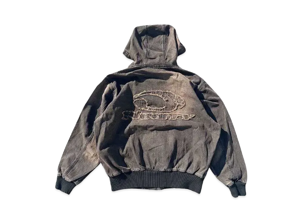 9090 Heisei Logo Denim Zip Hoodie "DARK BROWN"