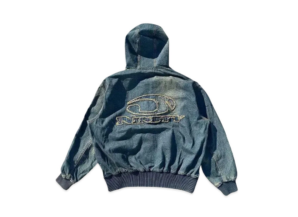 9090 Heisei Logo Denim Zip Hoodie "INDIGO YELLOW"