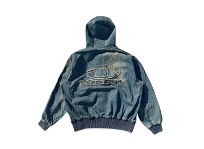 9090 Heisei Logo Denim Zip Hoodie "INDIGO YELLOW"