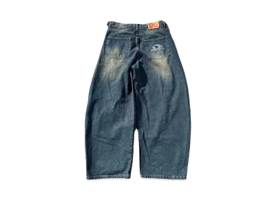9090 Heisei Logo Buggy Ballon Denim Pants "INDIGO YELLOW"