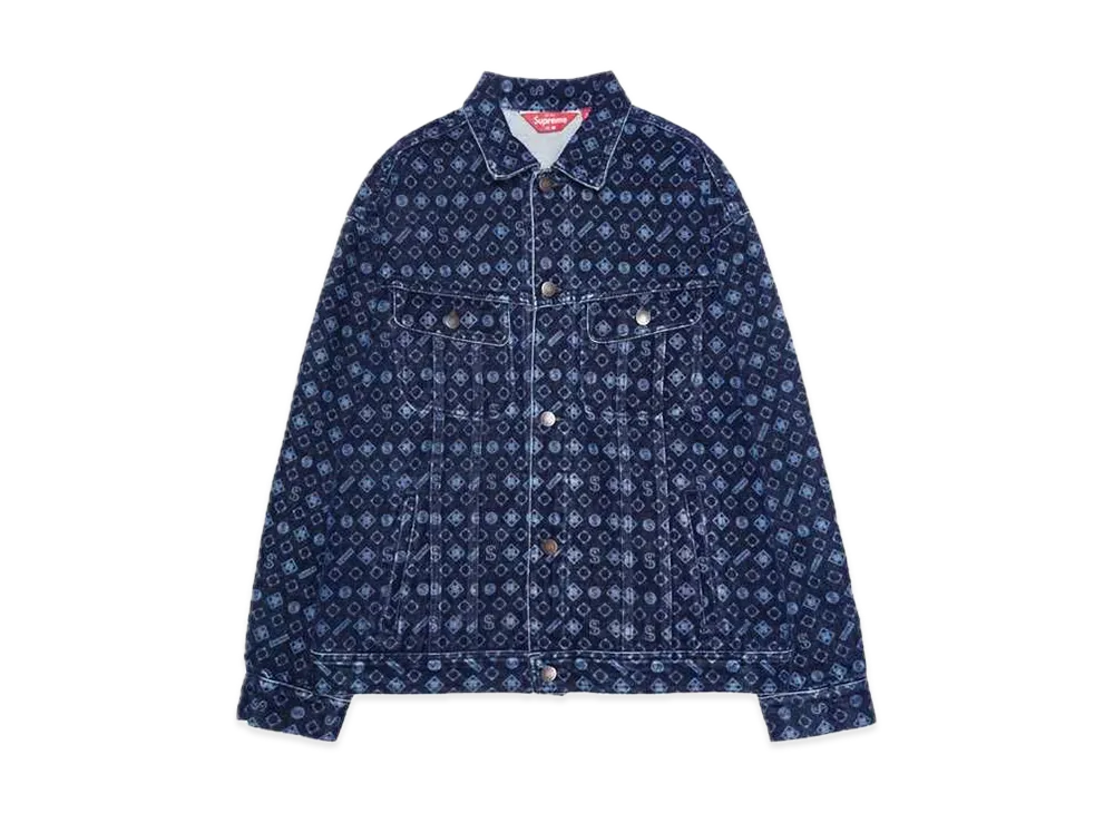 Supreme Flocked Denim Trucker Jacket "Blue"