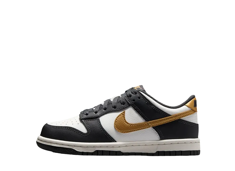 Nike GS Dunk Low "White/Black/Metallic Gold"