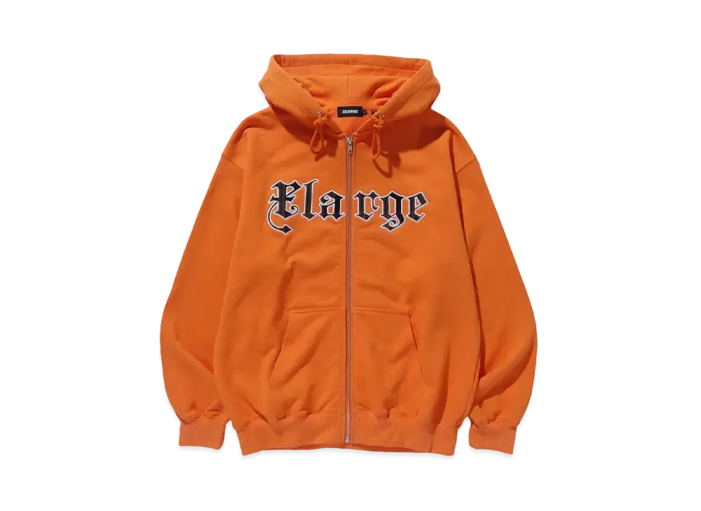 XLARGE PATCHED LOGO ZIP UP HOODIE SWEATSHIRT "ORANGE"
