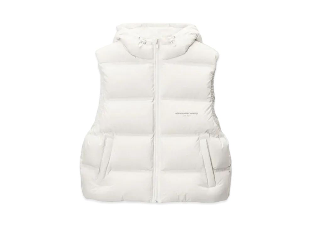 Alexander Wang Feather & Down Cropped Channel Vest "White"