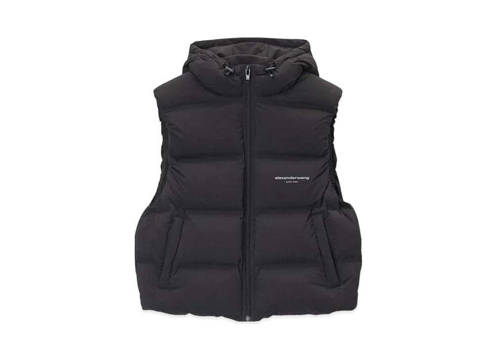 Alexander Wang Feather & Down Cropped Channel Vest "Black"