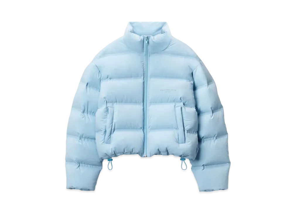Alexander Wang Feather & Down Cropped Channel Puffer Coat "Oxford"