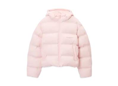 Alexander Wang Feather & Down Cropped Channel Hoodie "Light Pink"