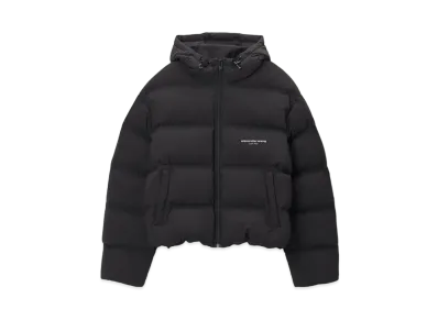Alexander Wang Feather & Down Cropped Channel Hoodie "Black"