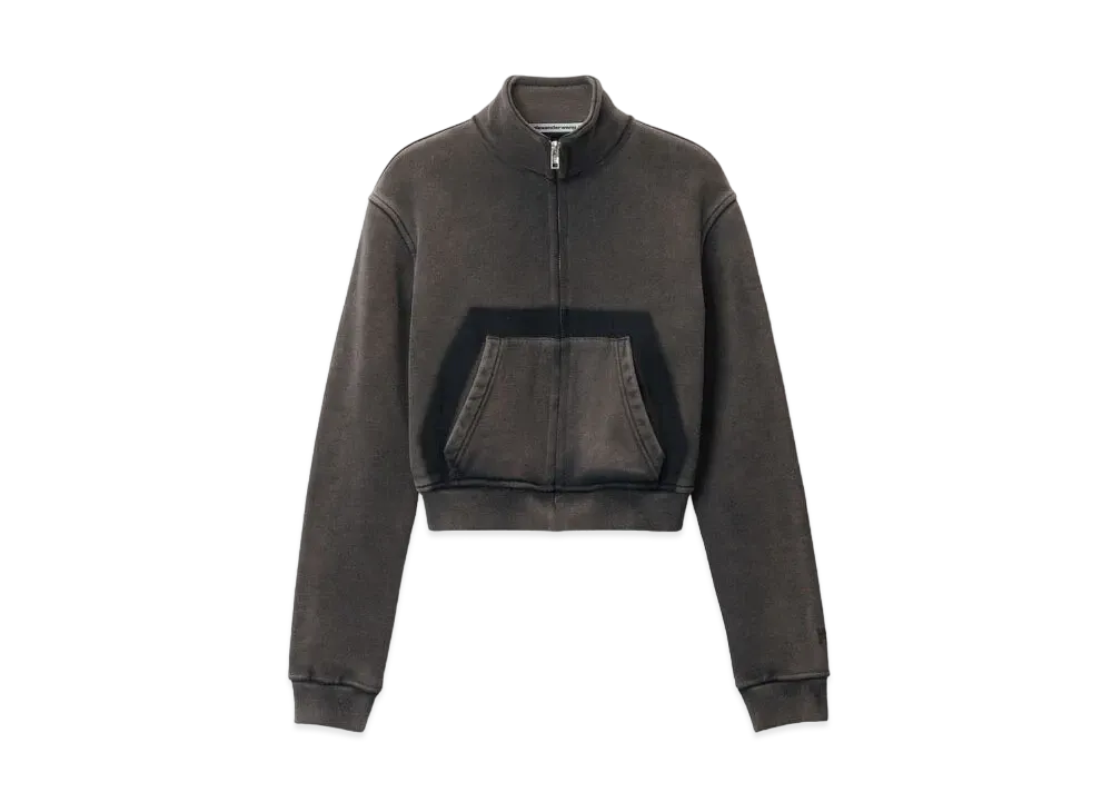 Alexander Wang Cotton Terry Cropped Zip-Up Jacket "Washed Shadow"