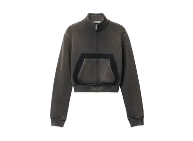 Alexander Wang Cotton Terry Cropped Zip-Up Jacket "Washed Shadow"
