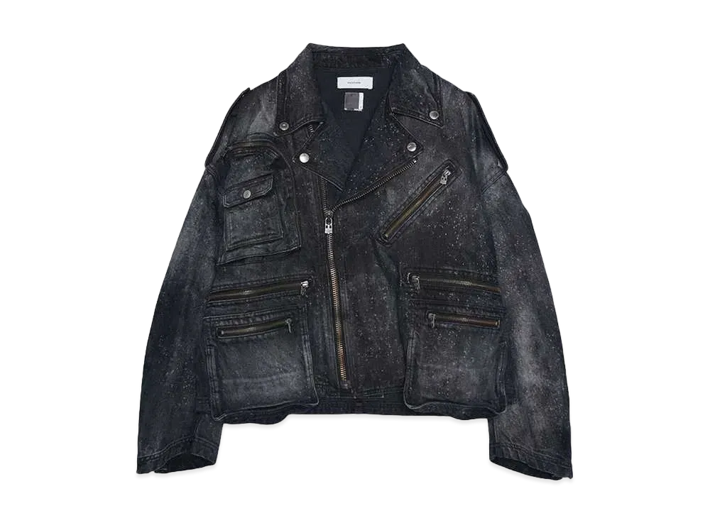 FACETASM GALAXY DENIM RIDERS JACKET "BLACK"