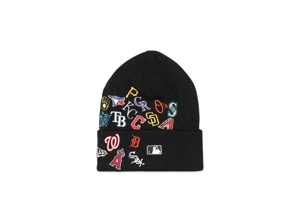 NEW ERA BASIC CUFF KNIT MLB ALLOVER "BLACK"
