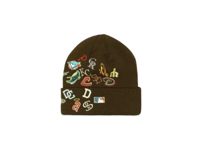 NEW ERA BASIC CUFF KNIT MLBCO ALLOVER "BROWN SUEDE"