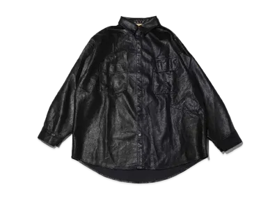 atmos pink Faux Leather Haori Shirt "Black"