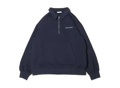 atmos pink Logo Embroidery Half Zip Tops "Navy"