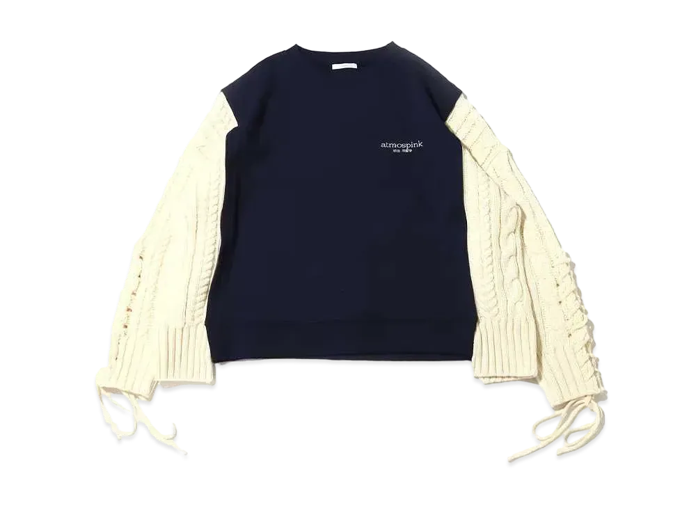 atmos pink Knit Docked Sweat Top "Navy"