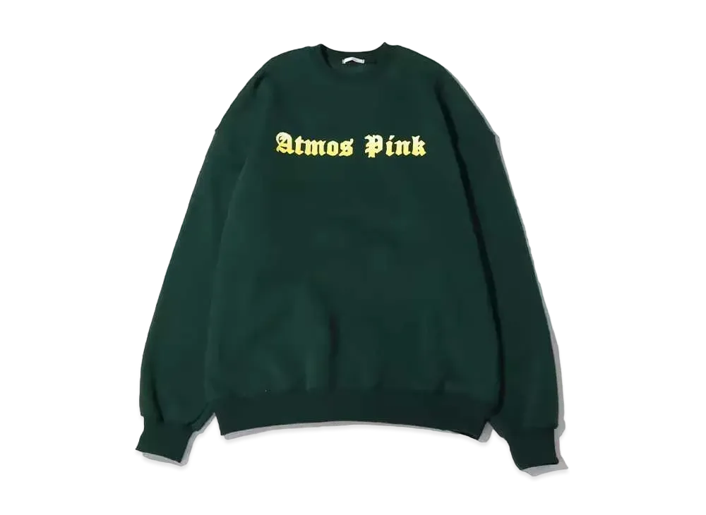 atmos pink Gradient Logo Crew Neck Tops "Green"