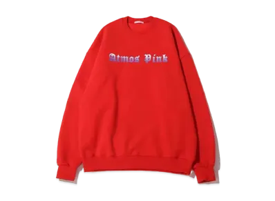 atmos pink Gradient Logo Crew Neck Tops "Red"
