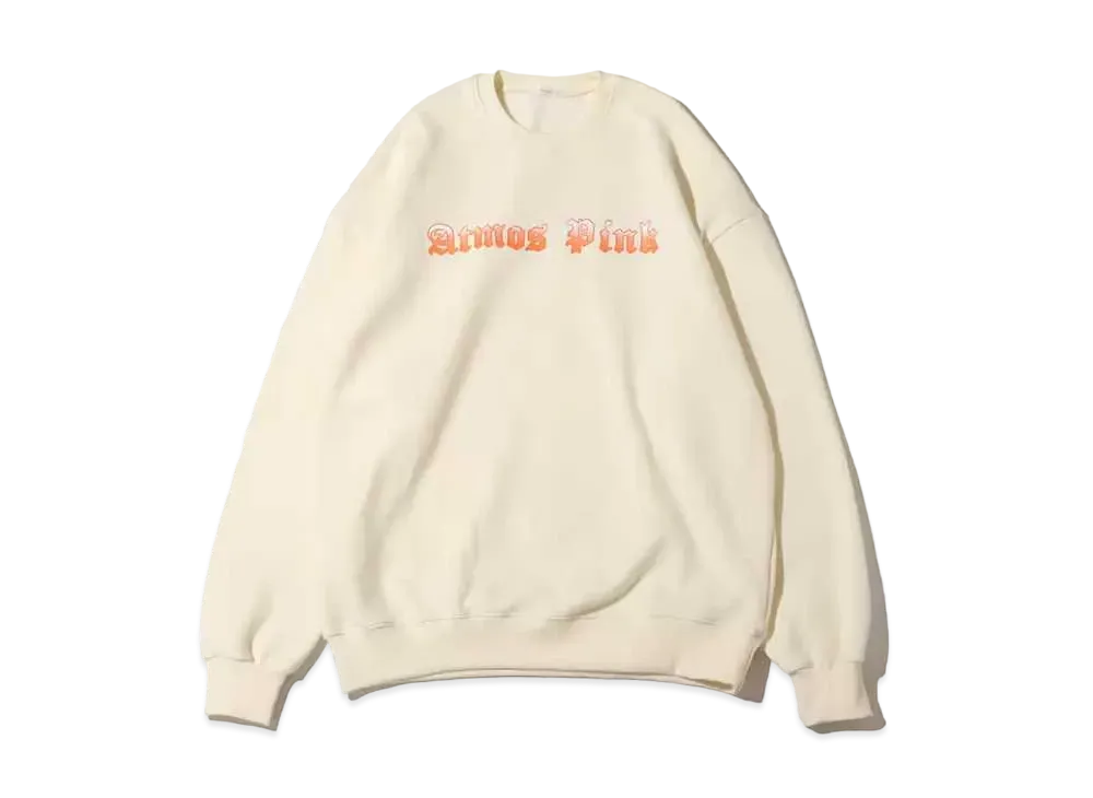atmos pink Gradient Logo Crew Neck Tops "White"