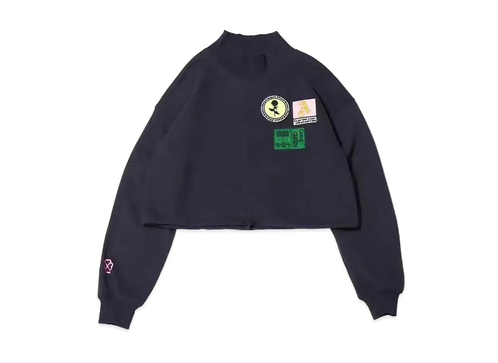 atmos pink Patch High Neck Sweat Tops "Navy"