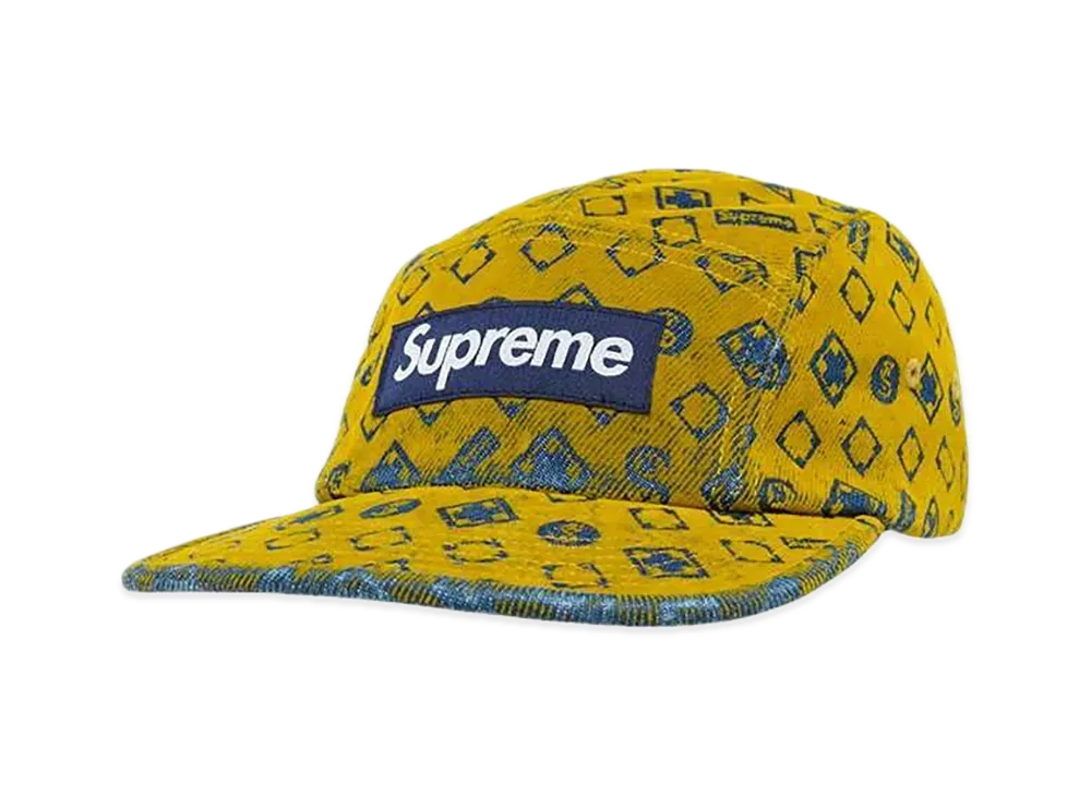 Supreme Flocked Denim Camp Cap "Mustard"