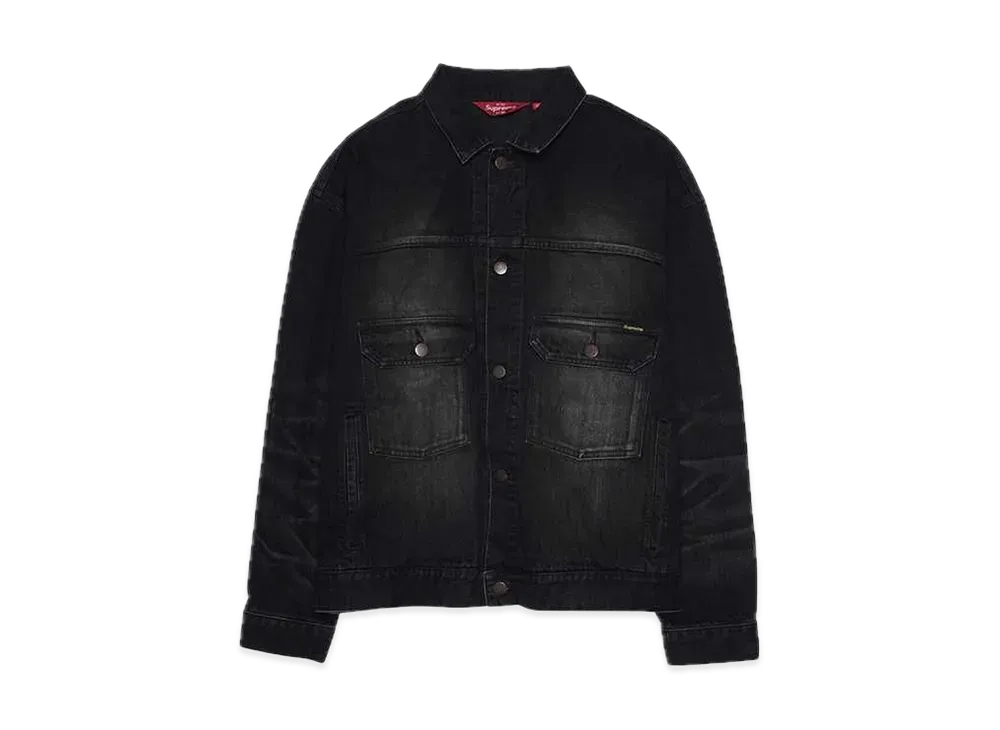 Supreme Distressed Selvedge Trucker Jacket "Washed Black"