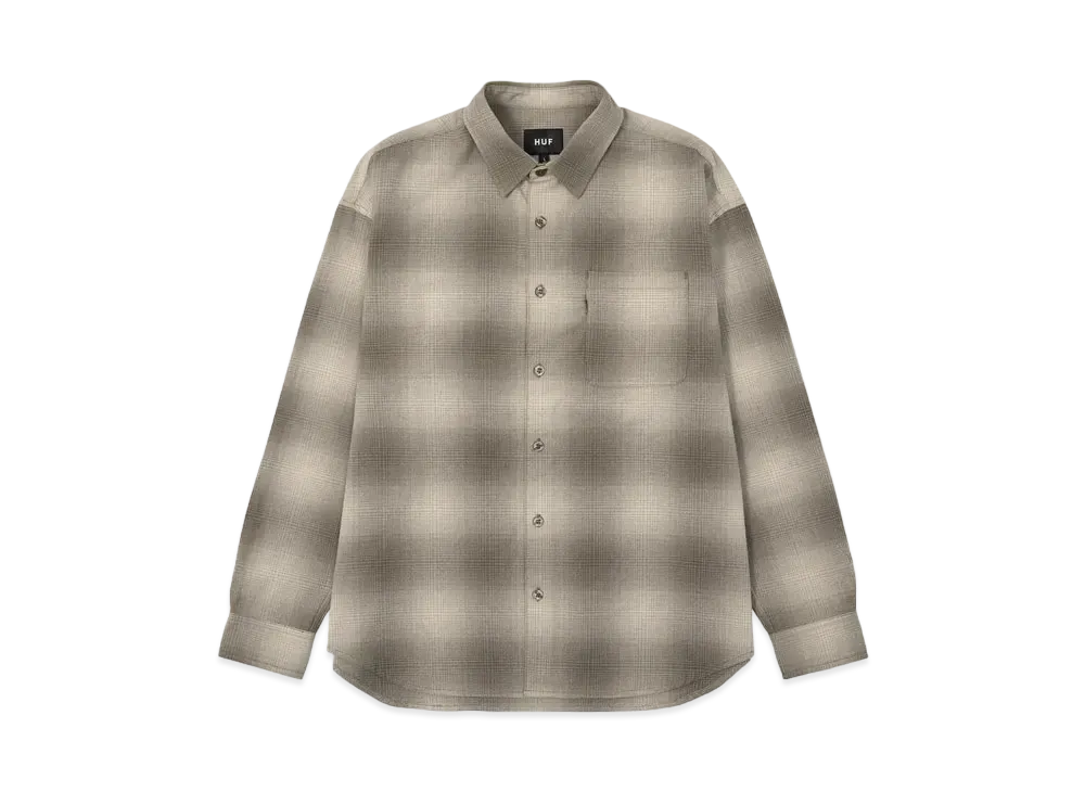 HUF OG Logo Pack Fall 24 Ombre Plaid Long Sleeve Shirt "Putty"