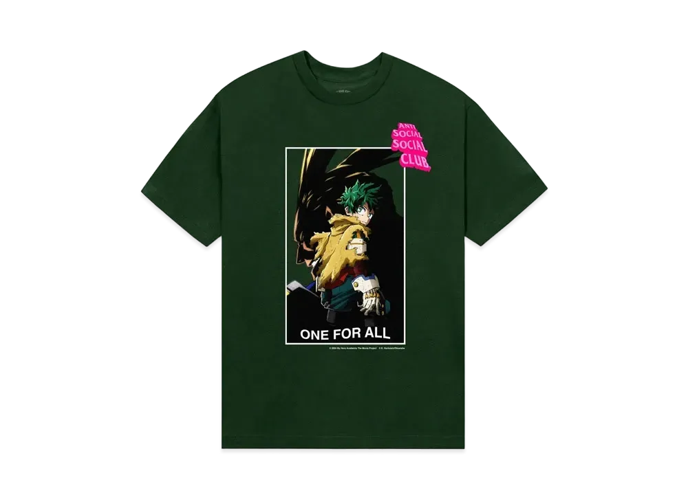 ANTI SOCIAL SOCIAL CLUB x MY HERO ACADEMIA One For All Tee "Forest Green"