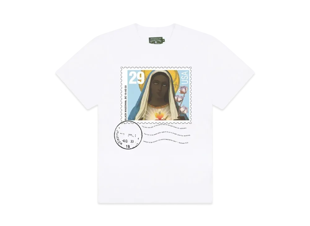 DENIM TEARS Black Madonna Stamp Tee "White"