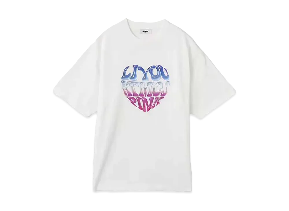 atmos pink x Liyu Heart Logo T-Shirt "White"