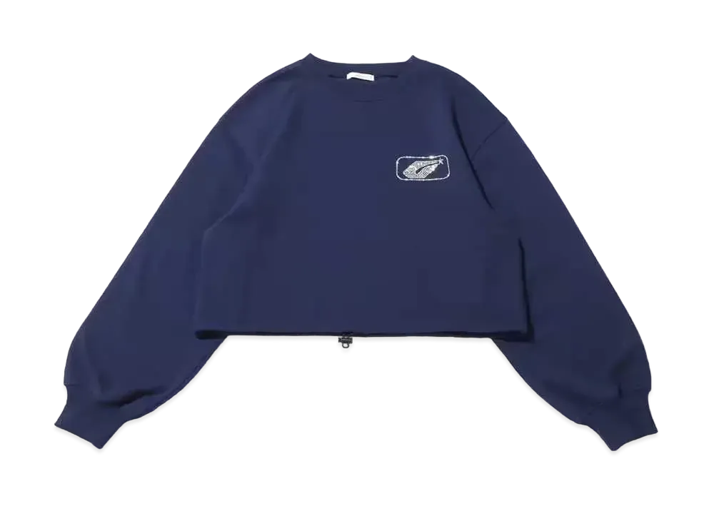 atmos pink Rhinestone Short Sweat Tops "Navy"