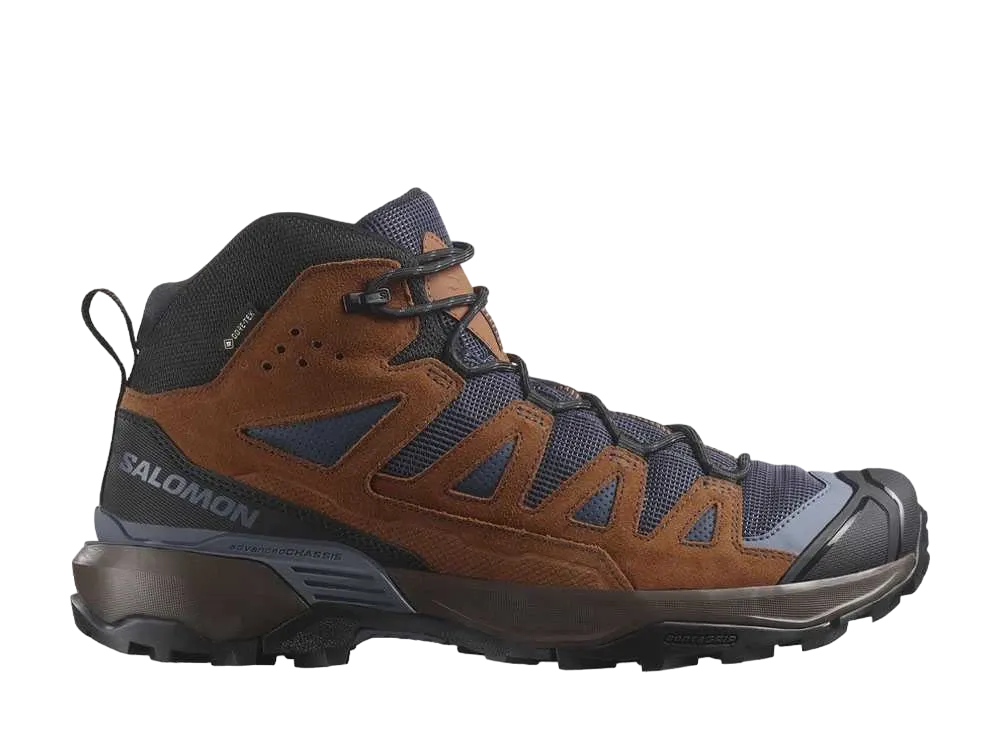 サロモン X ウルトラ360 レザー ミッド ゴアテックス "ブルーナイツ/キャラメルカフェ/グリザイユ"