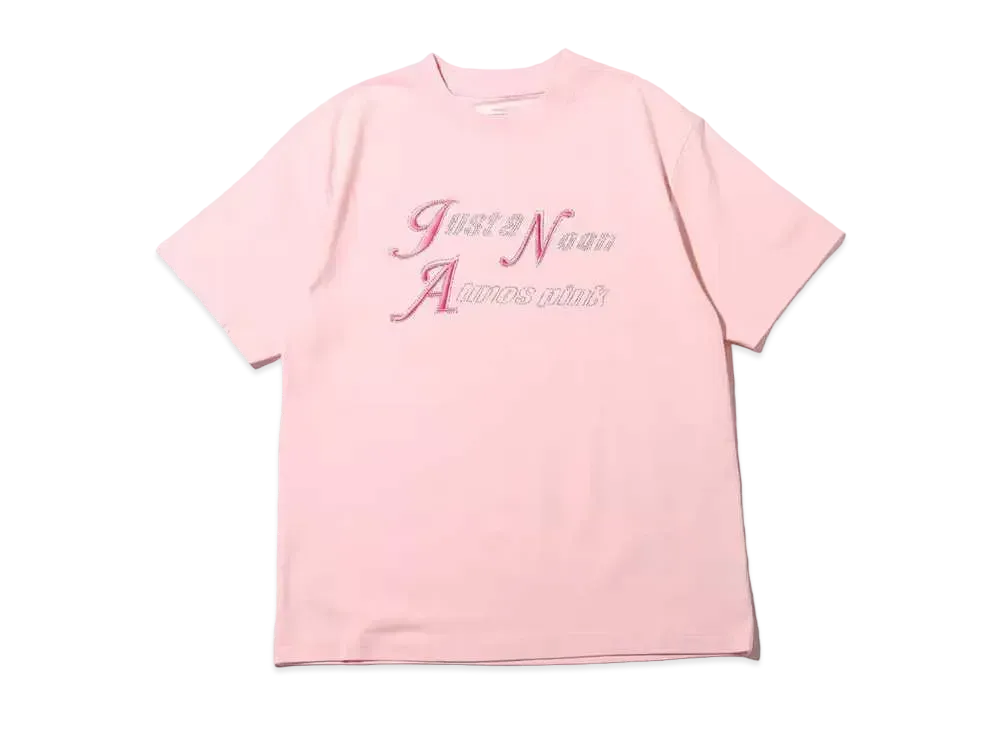 atmos pink x Just A Noon Rhinestone Logo T-Shirt "Pink"
