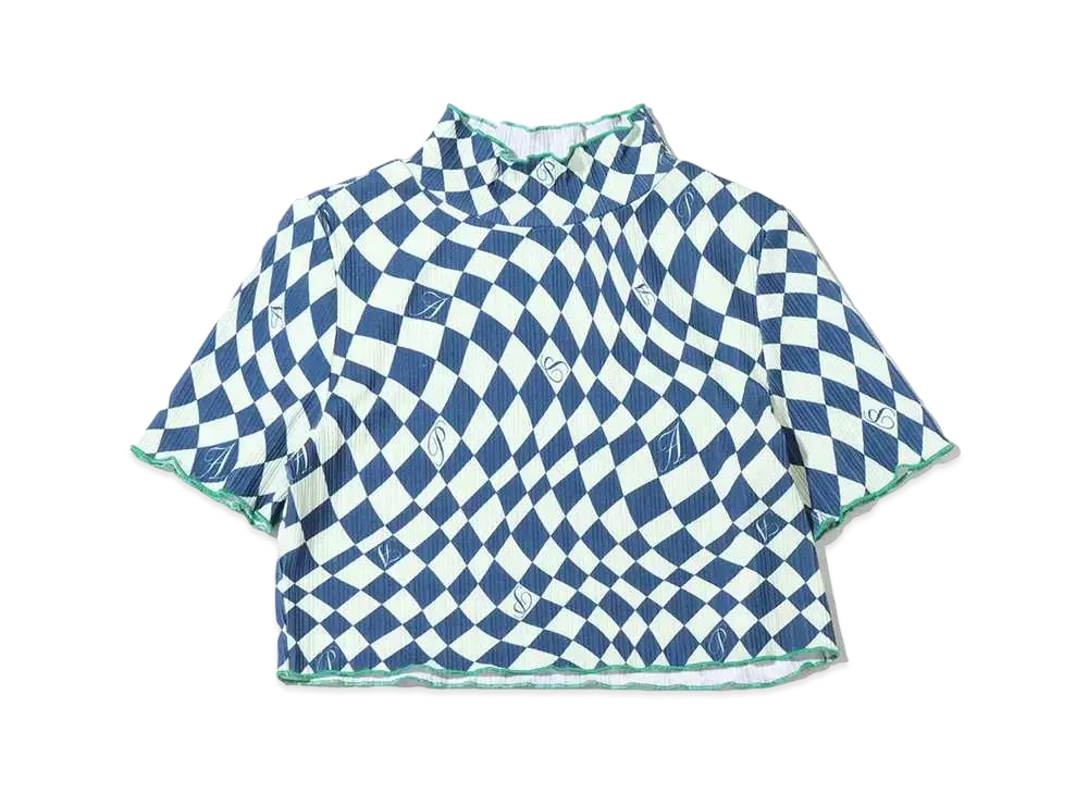 atmos pink Checkered Rib Color Scheme Mellow Tops "Navy"