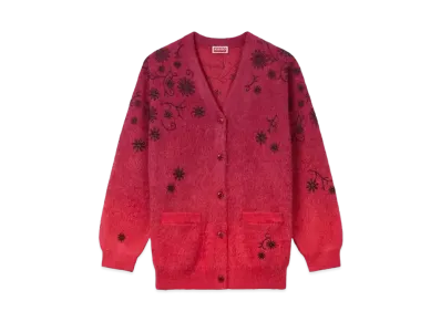 KENZO 'MARGUERITE' Embroidery Cardigan "Cherry"