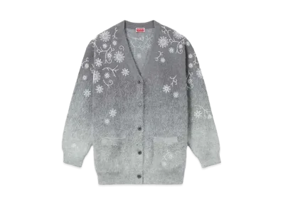 KENZO 'MARGUERITE' Embroidery Cardigan "Stone Grey"