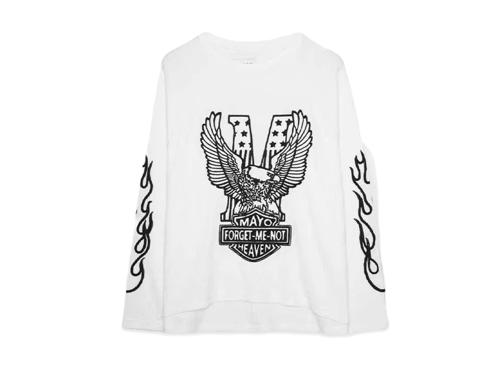 MAYO EAGLE EMBROIDERY THERMAL LONG SLEEVE TEE "WHITE"