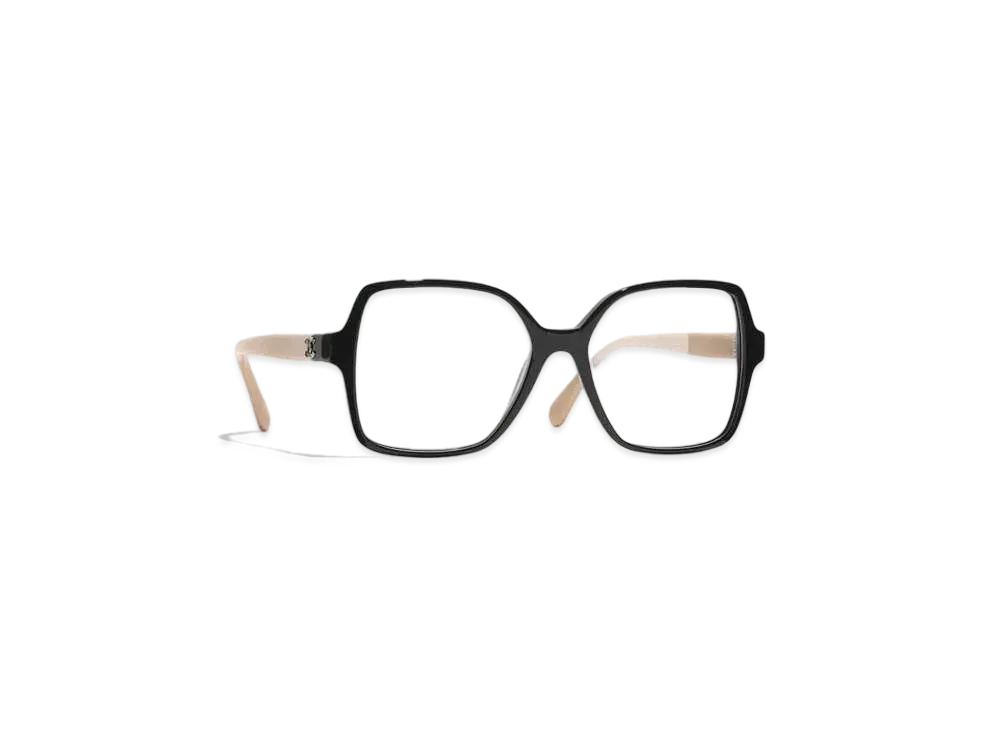 CHANEL Square Eyeglasses Acetate "Black/Beige"