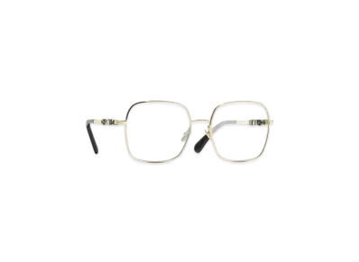 CHANEL Square Blue Light Glasses Metal Transparent Blue Light Filtering "Light Gold"