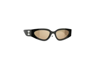 CHANEL Cat Eye Sunglasses Nylon "Black/White/Beige"