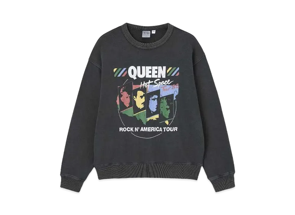 GU QUEEN Washed Sweatshirt Pullover "Dark Gray"