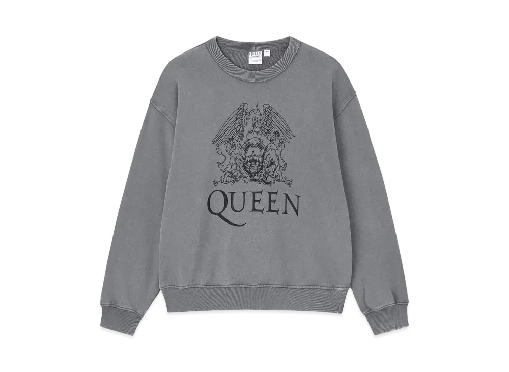 GU QUEEN Washed Sweatshirt Pullover "Gray"