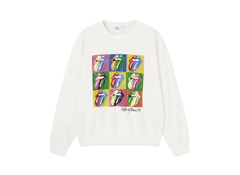 GU The Rolling Stones Washed Sweatshirt Pullover "Off White"
