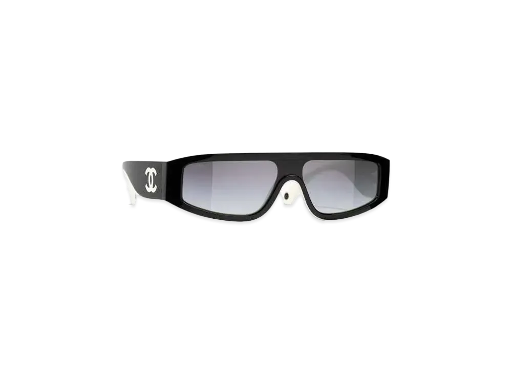 CHANEL Shield Sunglasses Nylon "Black/White/Light Gray"