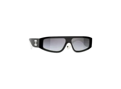 CHANEL Shield Sunglasses Nylon "Black/White/Light Gray"