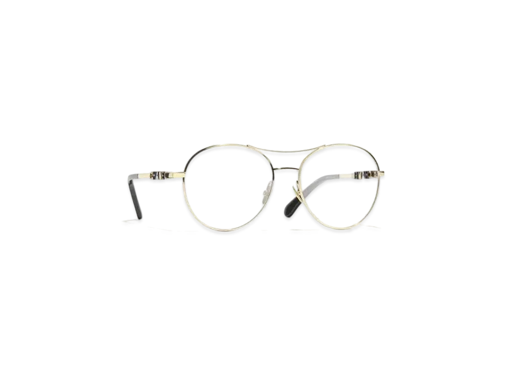 CHANEL Pilot Eyeglasses Metal "Light Gold"