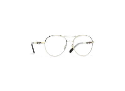 CHANEL Pilot Eyeglasses Metal "Light Gold"